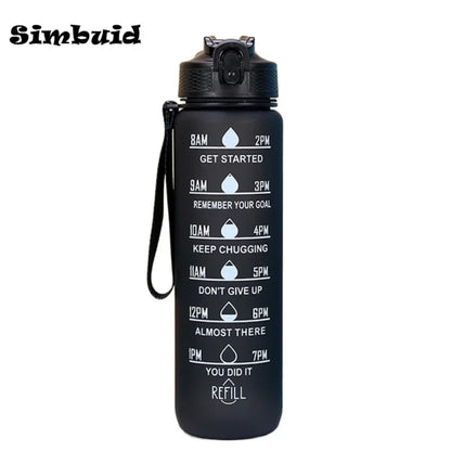 1L Sports Water Bottle with Time-Tracking Straw – Leak Proof