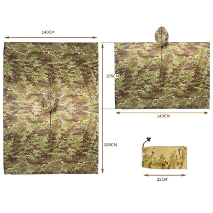 Military Rain Poncho Waterproof Shelter & Backpack Cover