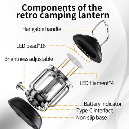 Portable Outdoor Camping Lantern USB Rechargeable Waterproof Light