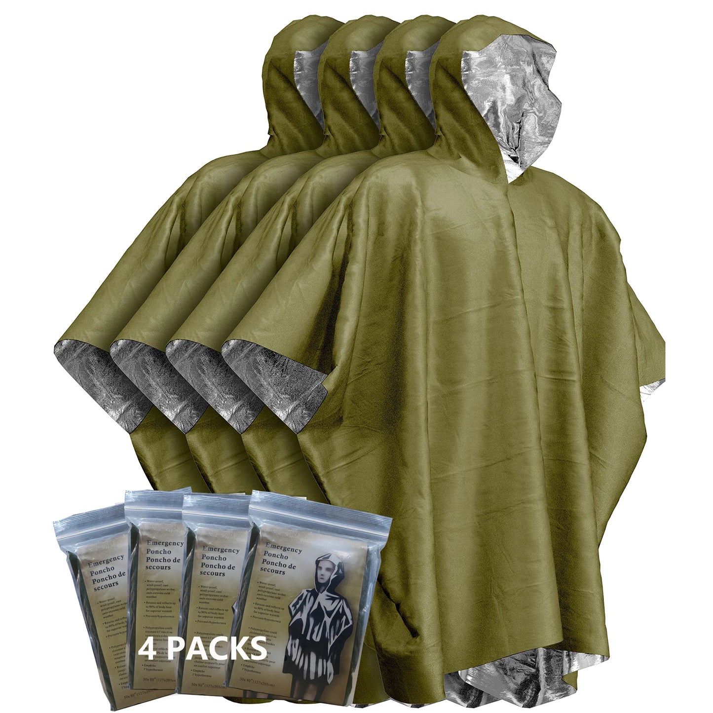 Emergency Rain Poncho with Thermal Heat Protection