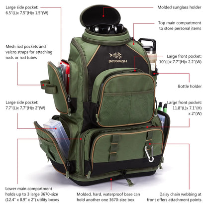 Fishing Tackle Backpack Waterproof Storage Lightweight