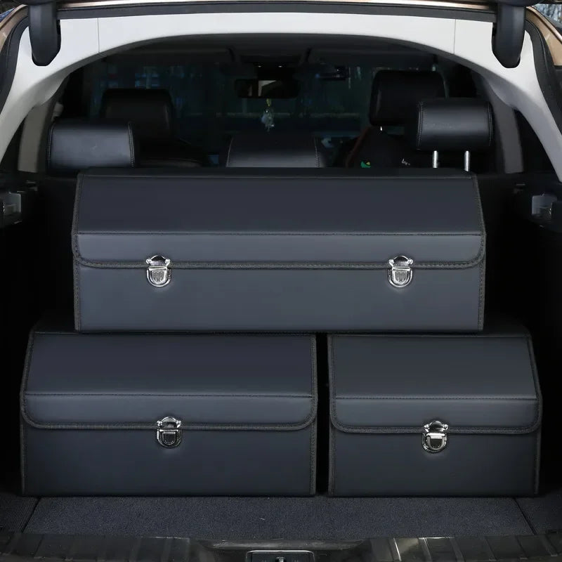 Foldable Car Trunk Organizer Faux Leather Multi Compartment
