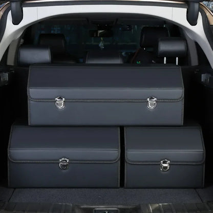 Foldable Car Trunk Organizer Faux Leather Multi Compartment