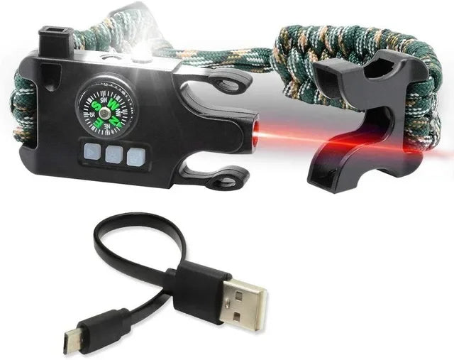 Tactical Survival Wristband with LED SOS & Compass