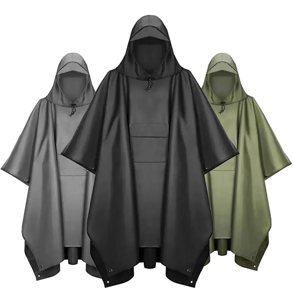 3-in-1 Waterproof Rain Poncho for Hiking & Travel