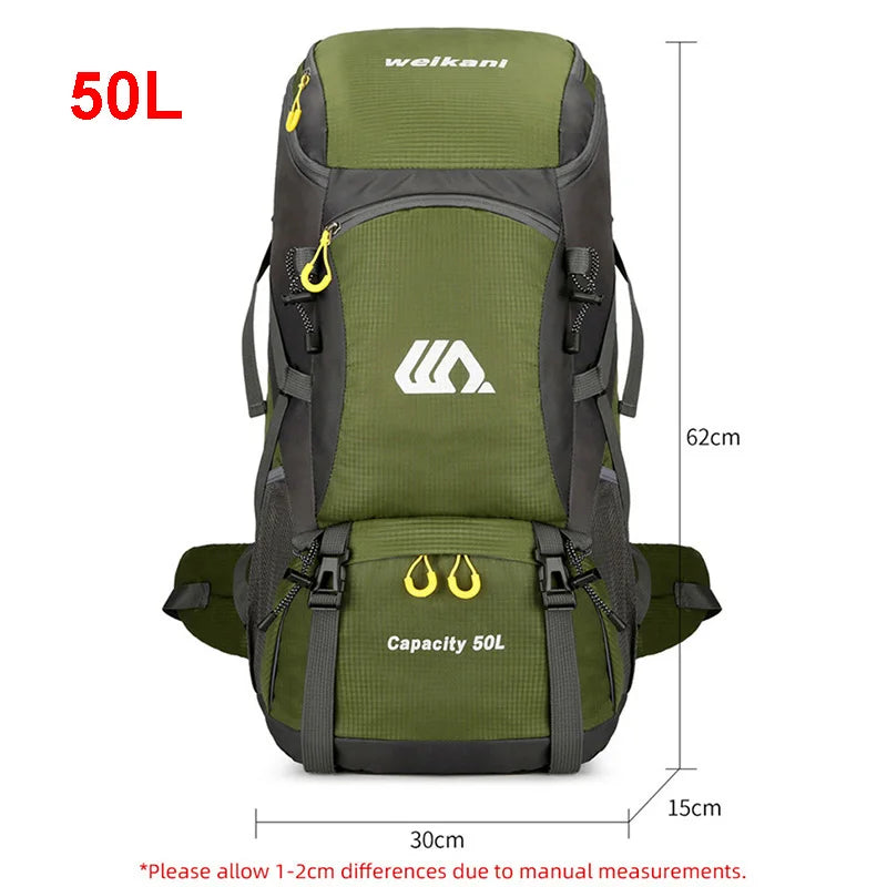 50L Hiking Backpack Waterproof Large Capacity Travel