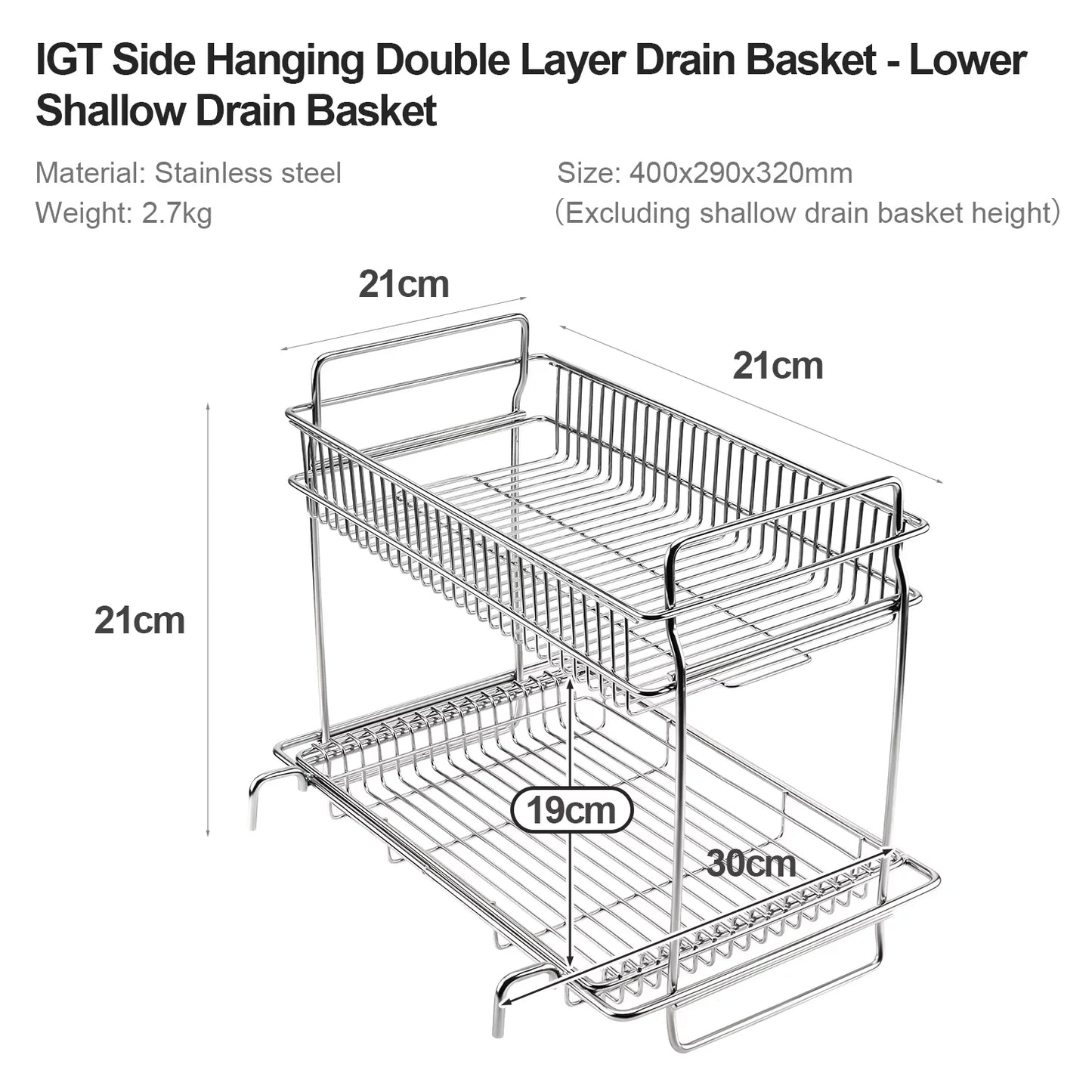 IGT Camping Drain Basket Double Layer Storage Rack
