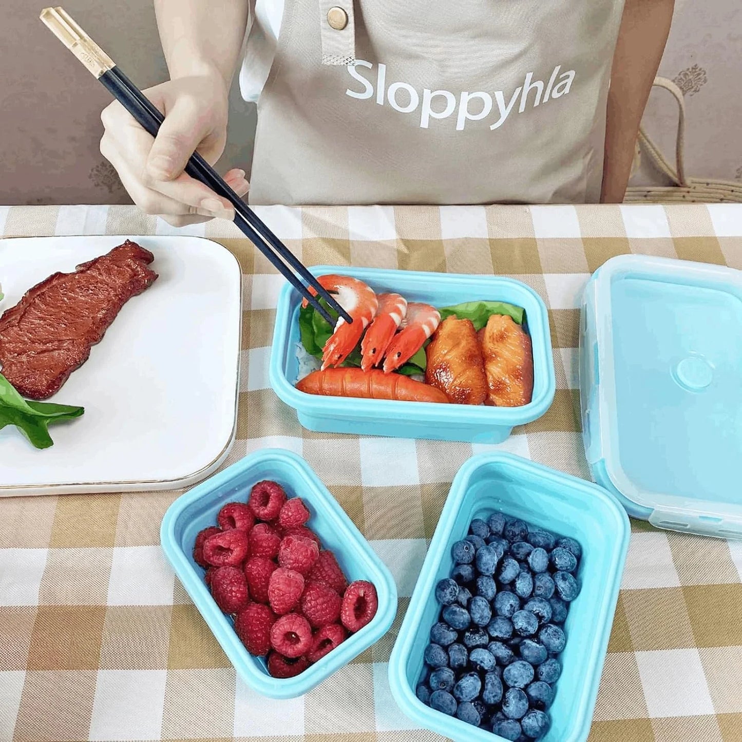 4-Pack Collapsible Silicone Lunch Boxes – Space-Saving Food Storage