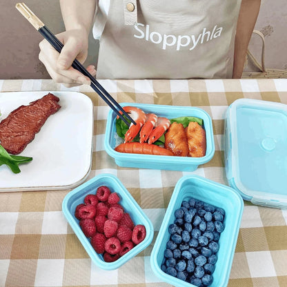 4-Pack Collapsible Silicone Lunch Boxes – Space-Saving Food Storage