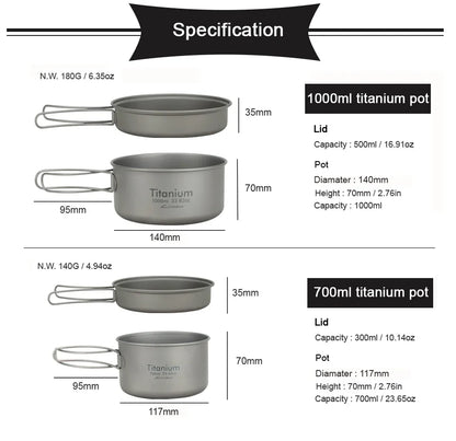 Ultralight Titanium Pan Set for Outdoor Camping
