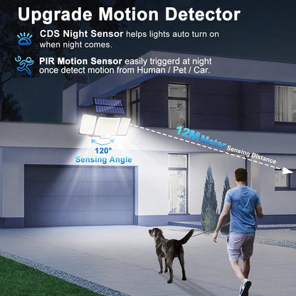 Solar Motion Sensor Security Light for Outdoor Lighting