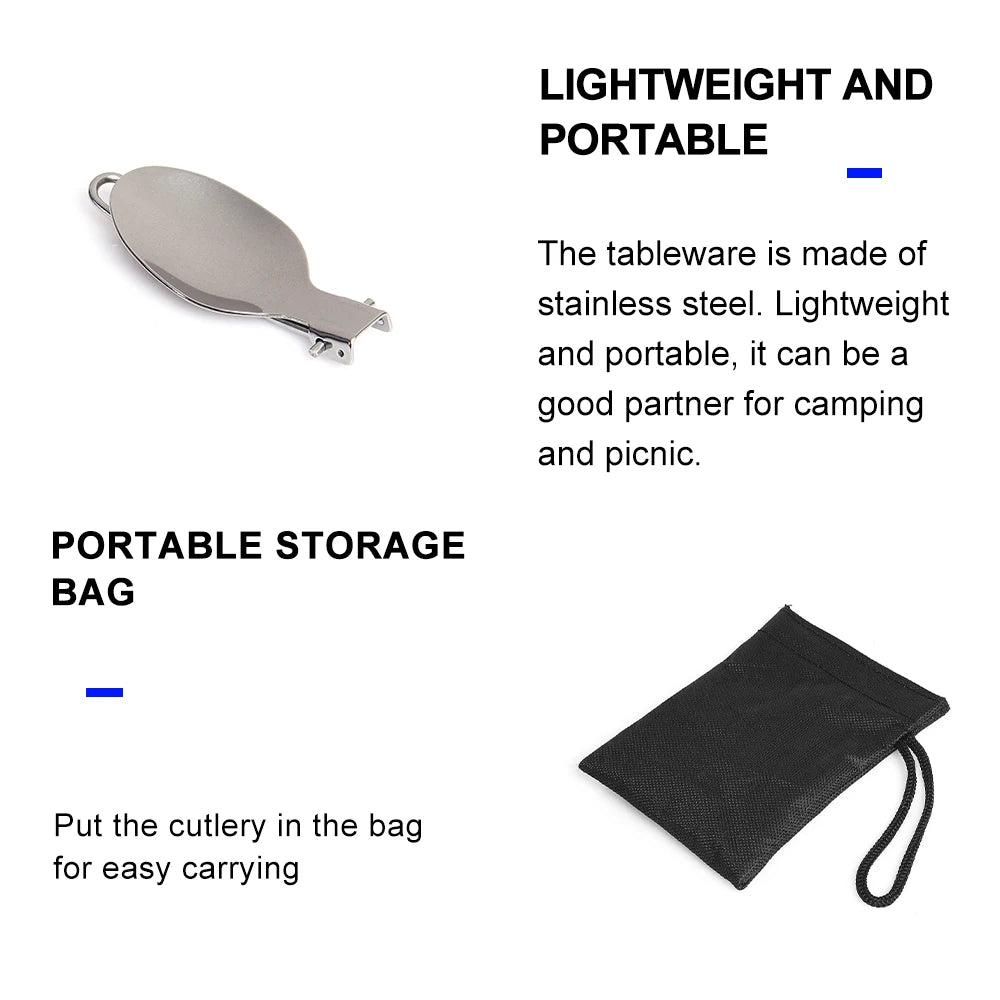 Portable Foldable Stainless Steel Cutlery Set for Camping