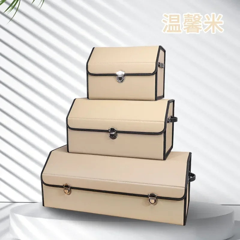 Foldable Car Trunk Organizer Faux Leather Multi Compartment