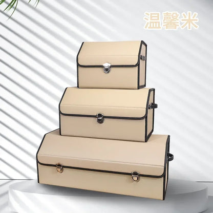 Foldable Car Trunk Organizer Faux Leather Multi Compartment