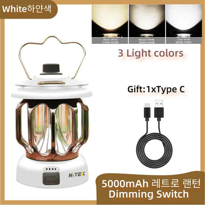Retro Camping Lantern – Rechargeable Vintage Tent Light