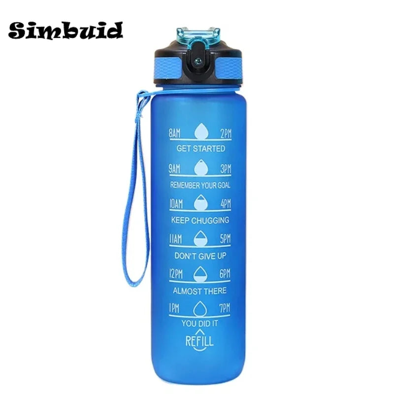 1L Sports Water Bottle with Time-Tracking Straw – Leak Proof