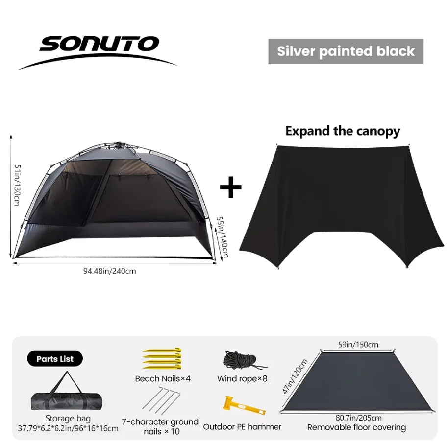 Pop Up Camping Tent 3-4 Person Quick Setup UV Protection