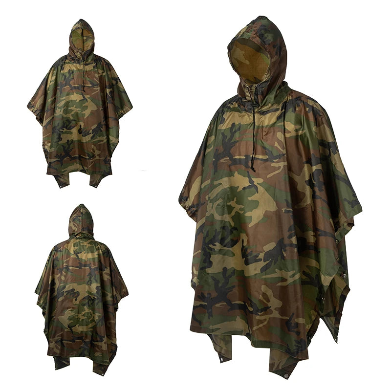 Military Rain Poncho Waterproof Shelter & Backpack Cover
