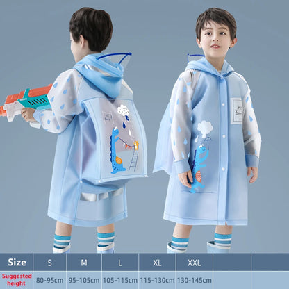 Kids Rain Poncho with Backpack Cover Waterproof Protection