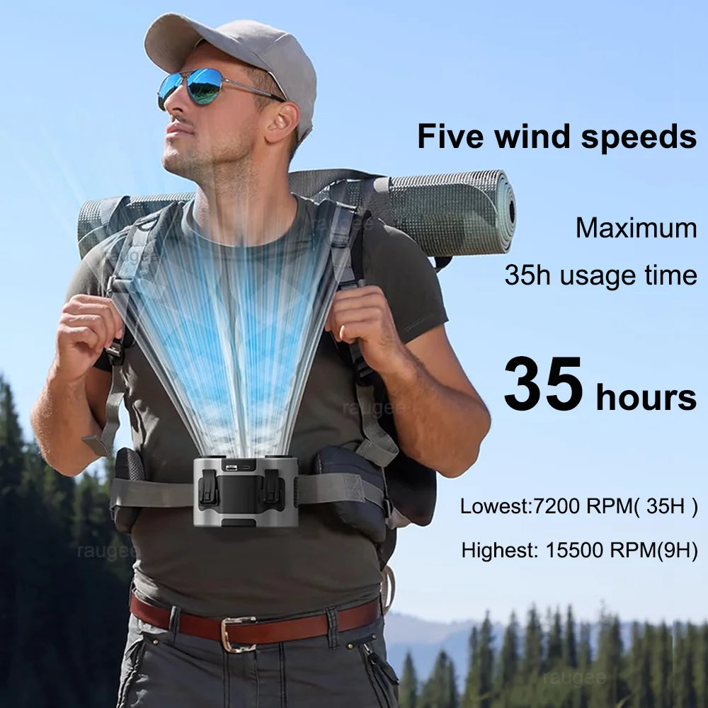 Portable Waist Clip Fan USB Rechargeable with Dual Airflow