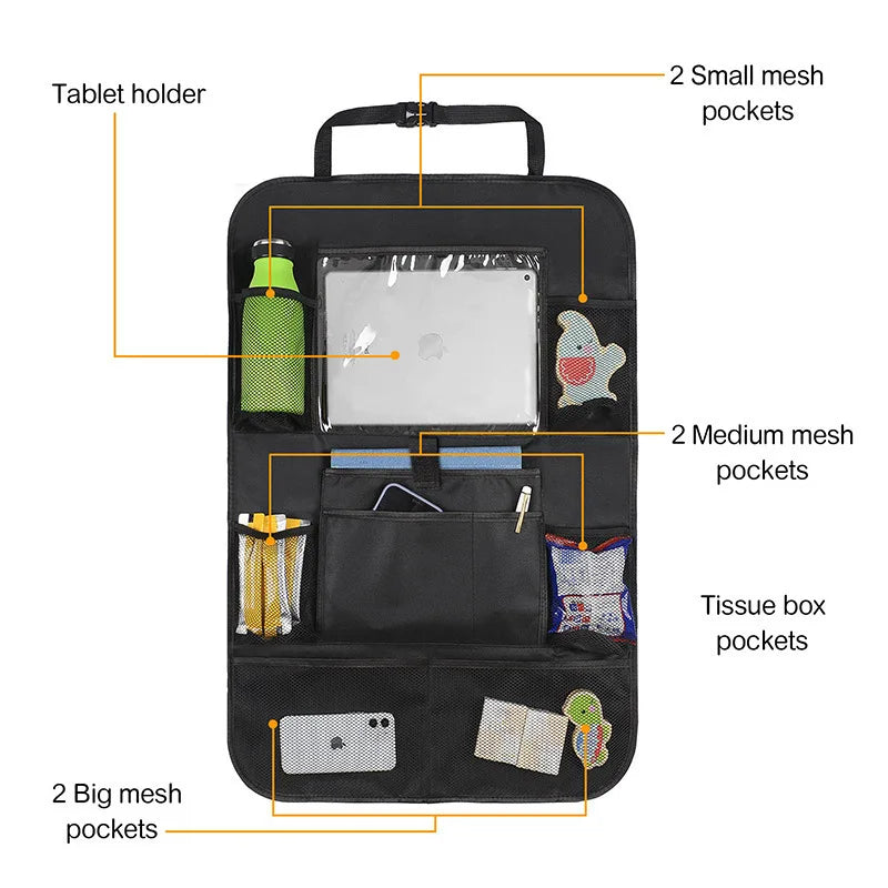Car Seat Back Organizer with Tablet Holder Storage
