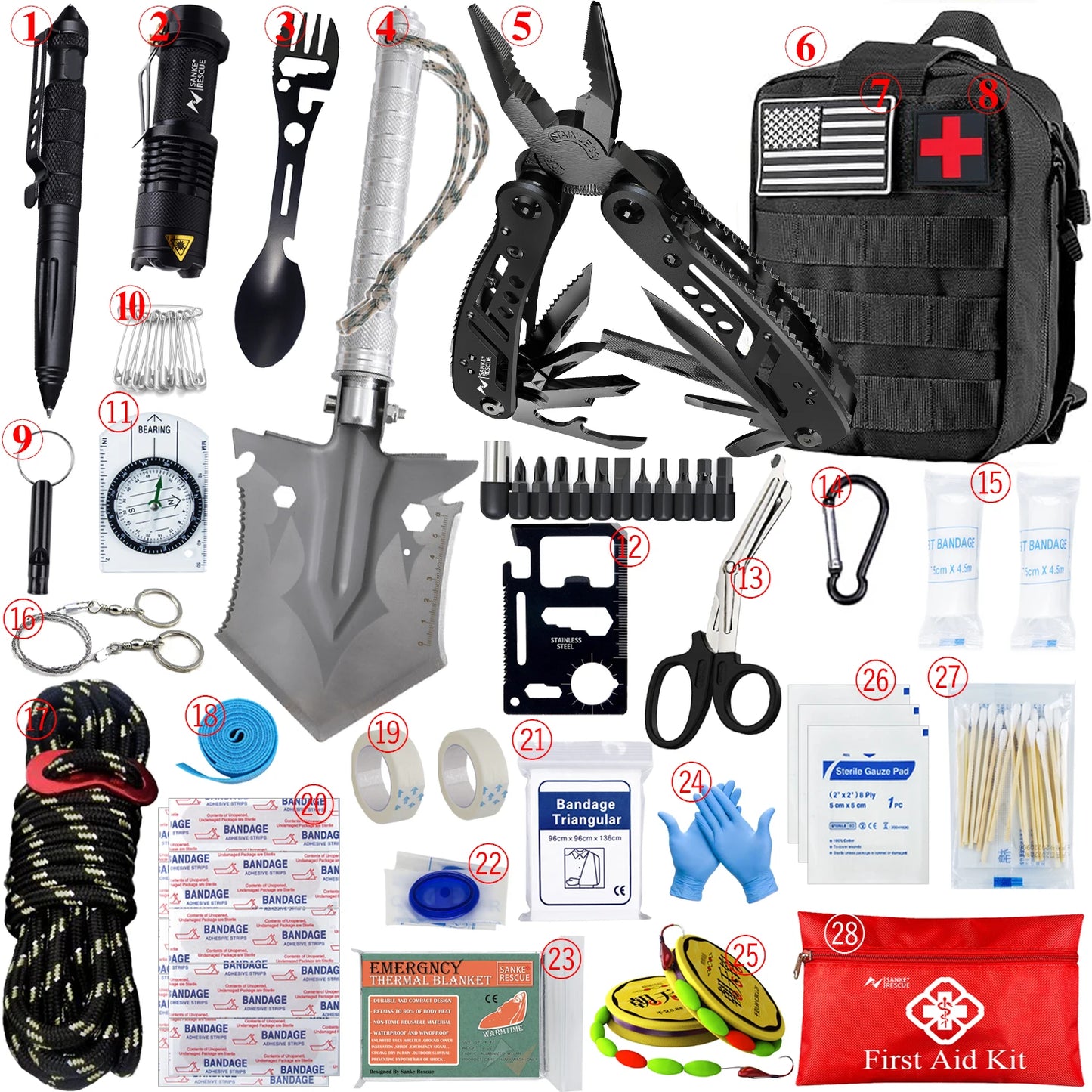 Survival First Aid Kit Complete Emergency Outdoor Pack