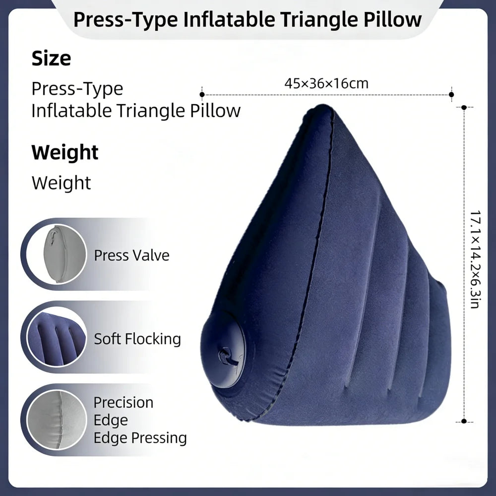 Triangular Inflatable Travel Pillow for Neck & Lumbar Support