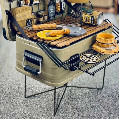 Camping Cooler Box Stand – Foldable Heavy-Duty Steel Rack
