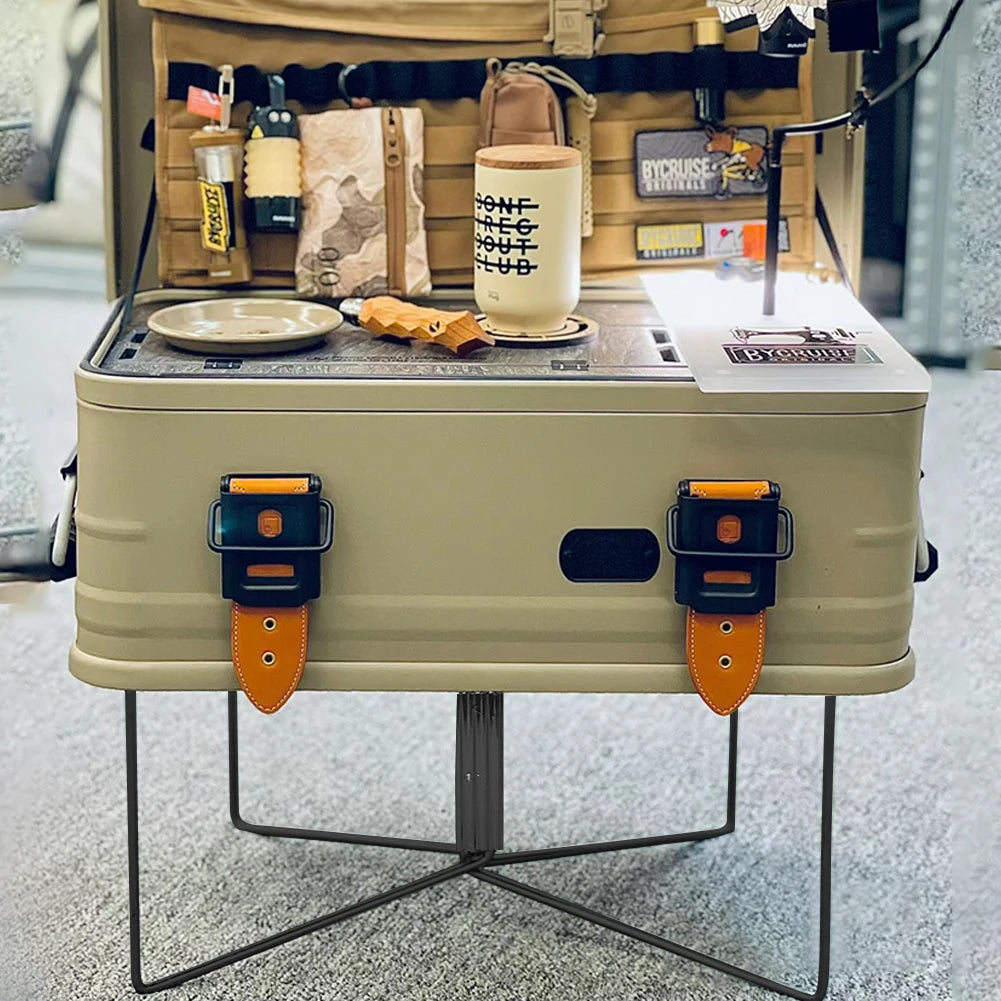 Camping Cooler Box Stand – Foldable Heavy-Duty Steel Rack