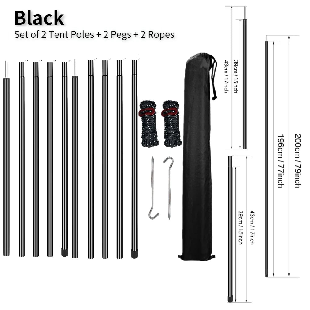 Adjustable Tent Poles Set for Stable Tarp Shelter
