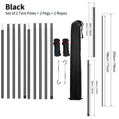 Adjustable Tent Poles Set for Stable Tarp Shelter