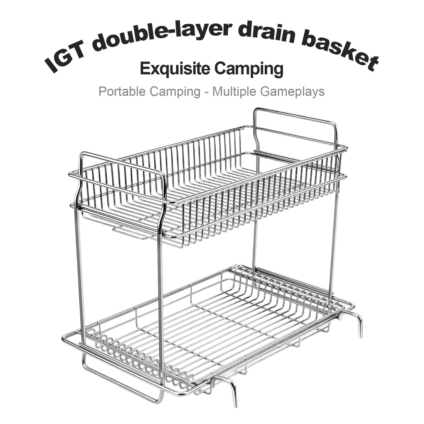 IGT Camping Drain Basket Double Layer Storage Rack