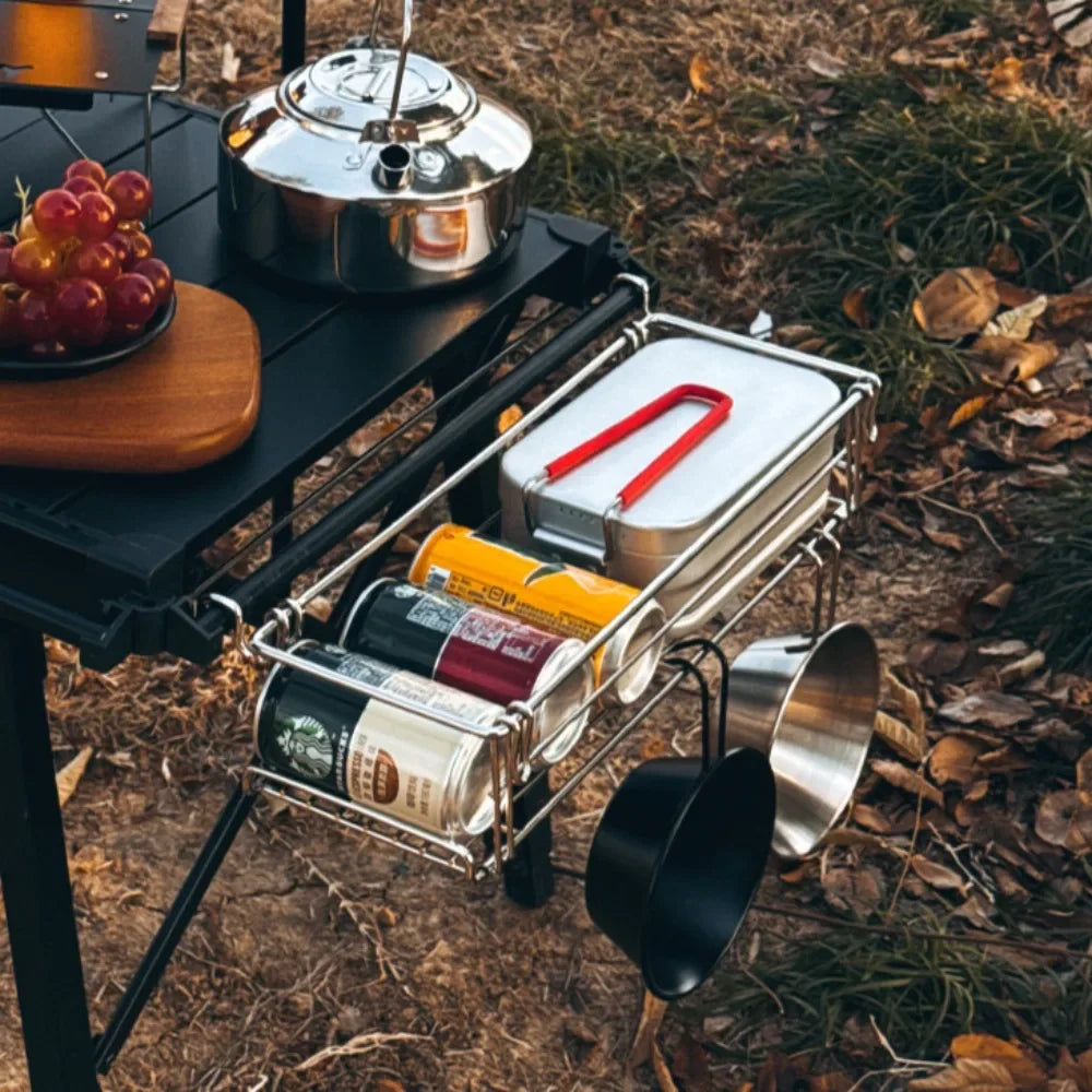 Camping Table Side Storage Rack Expand Cooking Space