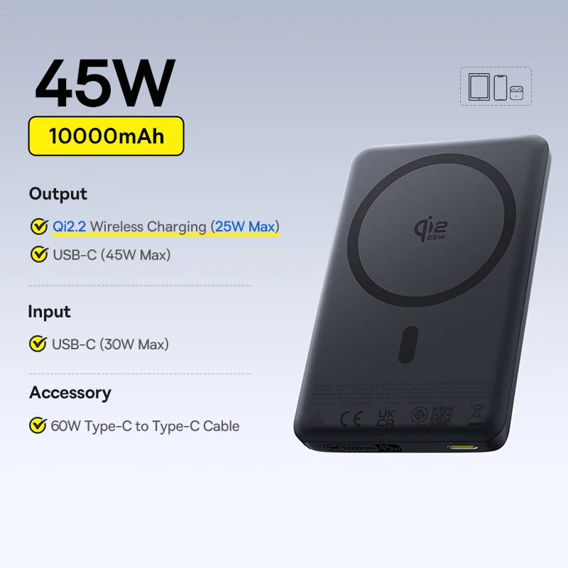 10000mAh Magnetic Power Bank with Fast Wireless Charging