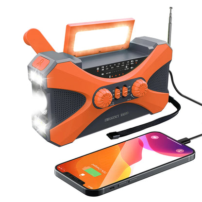 Emergency Radio with Solar & Hand Crank – 10000mAh Power Bank