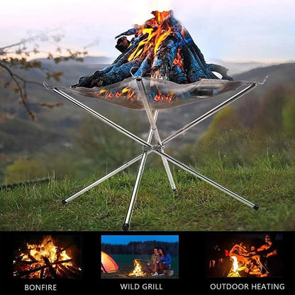 Foldable Stainless Steel Fire Pit Rack for Camping