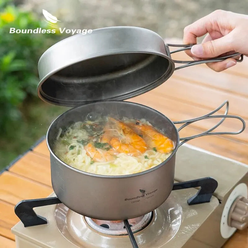 Titanium Camping Cookware Set Lightweight & Compact