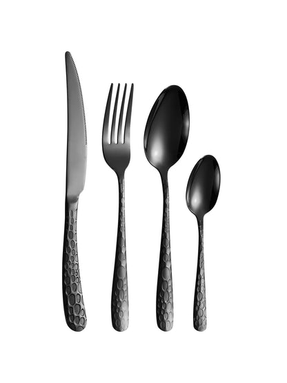 Black Stainless Steel Cutlery Set – Eco-Friendly 4/6/16/24PCS