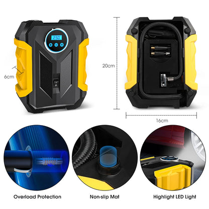 Portable Car Tire Inflator Pump with LED Lamp for Quick Inflation