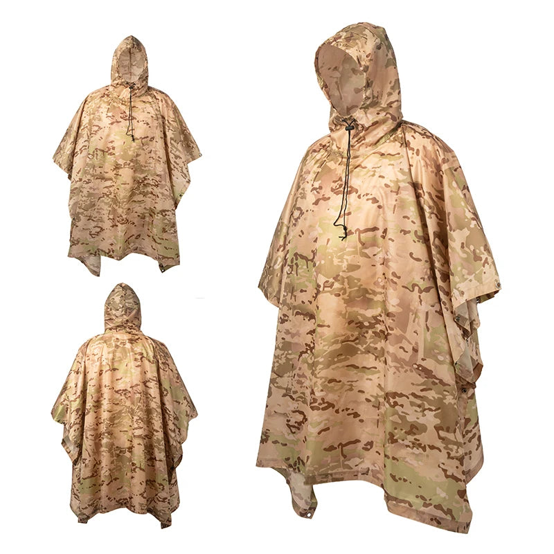 Military Rain Poncho Waterproof Shelter & Backpack Cover