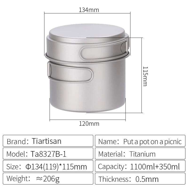Titanium Camping Cookware Set for Ultralight Outdoor Cooking