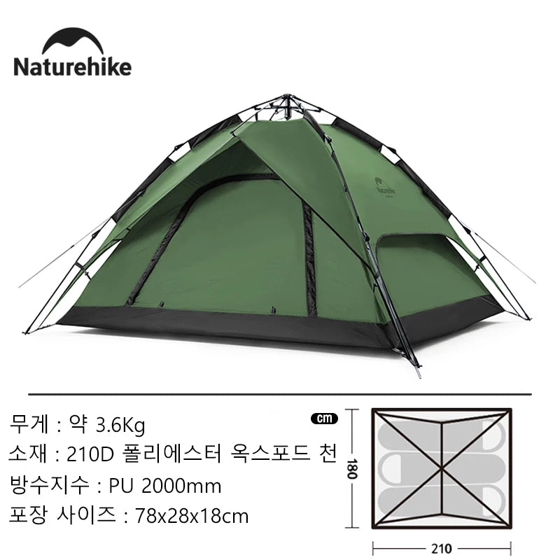 3 Person Automatic Camping Tent Waterproof Easy Setup