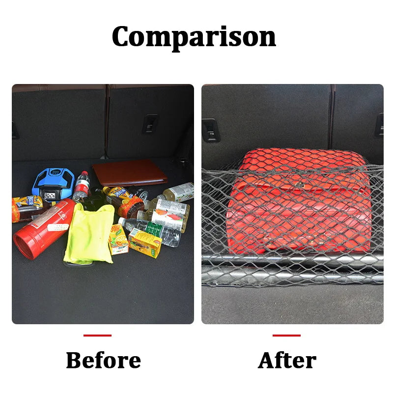 Car Rear Trunk Net Organizer – Double Layer Storage