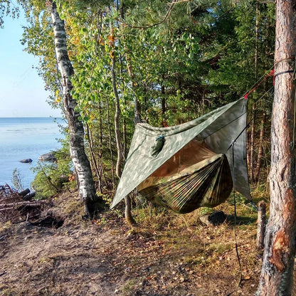 Camping Hammock with Rain Fly & Mosquito Net – All-Weather Comfort