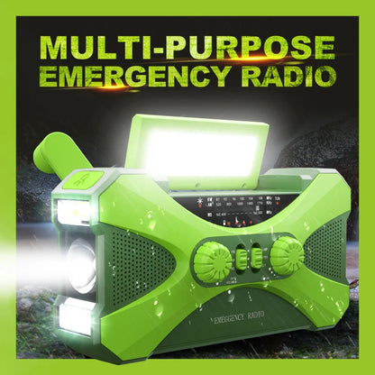 Emergency Radio with Solar & Hand Crank – 10000mAh Power Bank