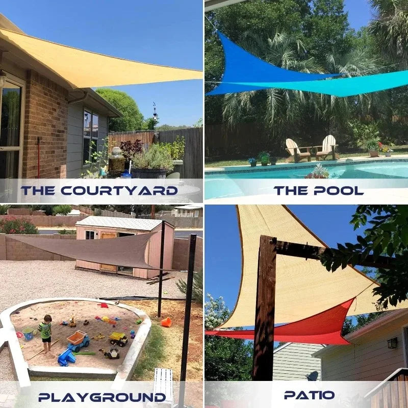 Triangle Sun Shade Sail Waterproof UV Protection Canopy