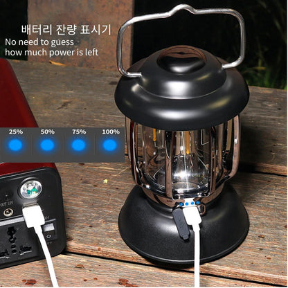Retro Camping Lantern – Rechargeable Vintage Tent Light