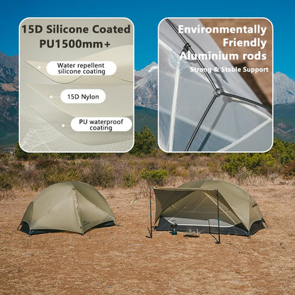 Ultralight Backpacking Tent 2 Person Waterproof Hiking