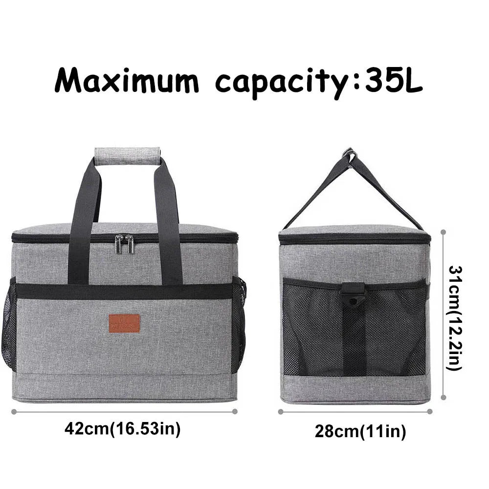 Insulated Cooler Bag 35L Keeps Food Cold for Camping