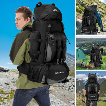 90L Hiking Backpack Waterproof Large Capacity Trekking